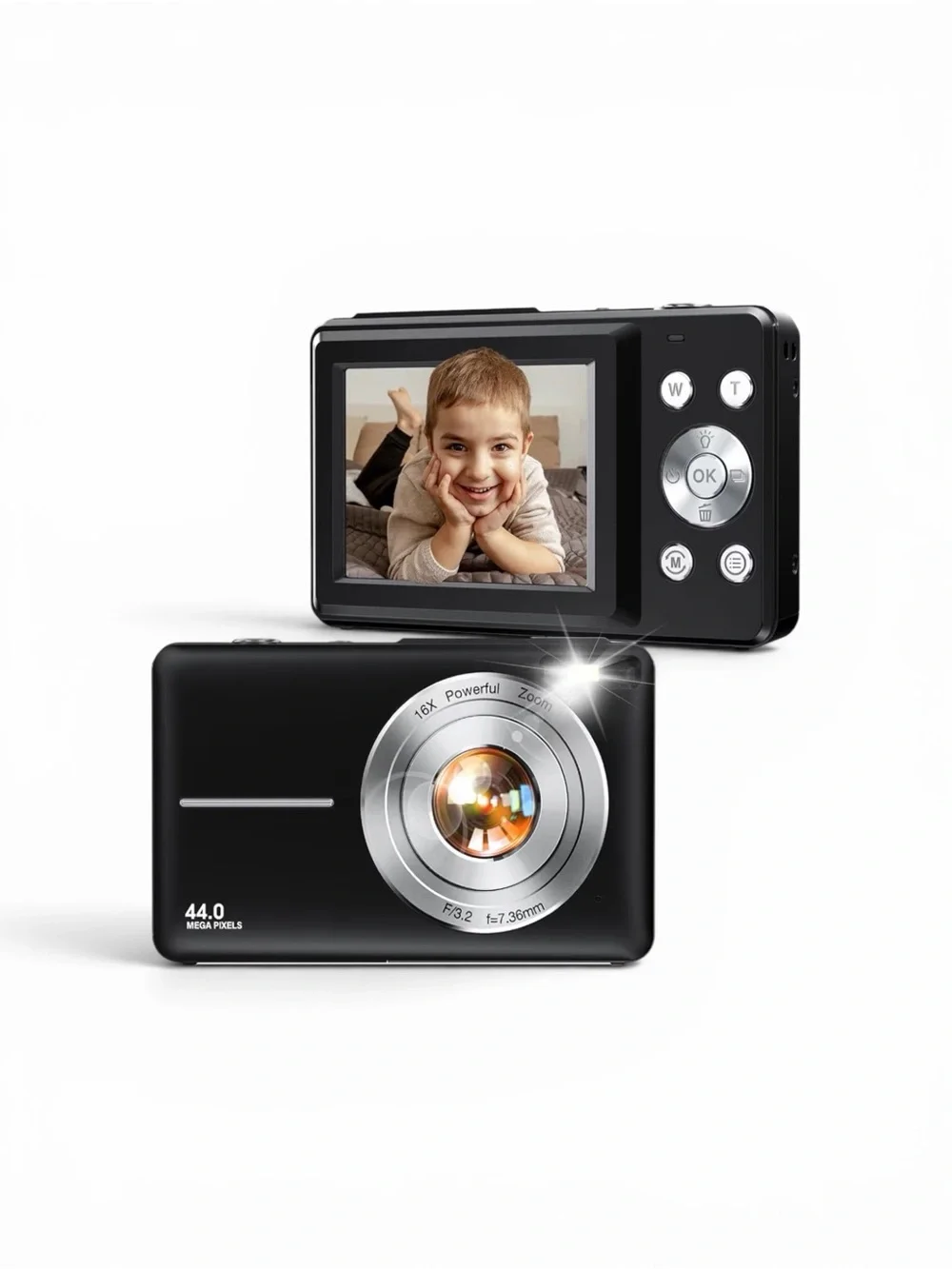 1080p Digital Camera 44MP Point And Shoot With 32GB SD Card 16x Zoom, Compact